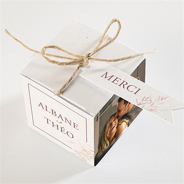 Boîte de dragées mariage poésie boheme - Dessus de la boîte