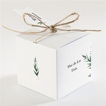 Boîte de dragées mariage emeraude - Dos de la boîte