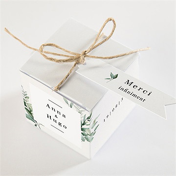 Boîte de dragées mariage emeraude - Dessus de la boîte