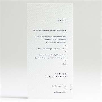 Menu mariage pureté - Dos du menu