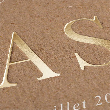 Faire-part mariage provençal portrait dorure - Détail du faire-part