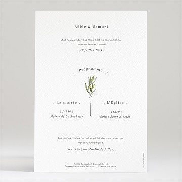 Faire-part mariage provençal portrait dorure - Dos du faire-part