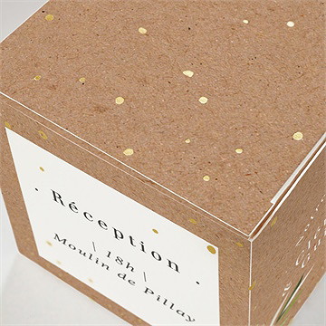 Boîte de dragées mariage provençal dorure - Détail de la boîte