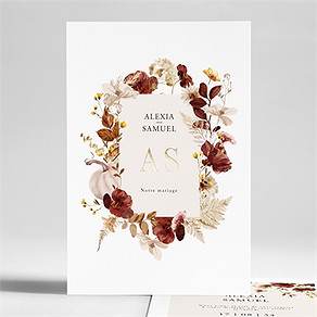 Faire-part mariage en automne portrait dorure