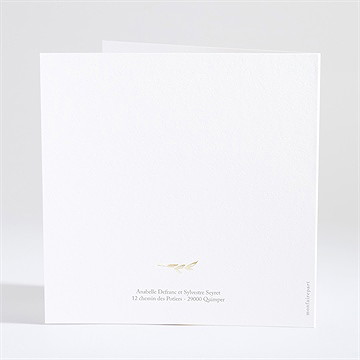 Faire-part mariage bordeaux plié dorure - Dos du faire-part