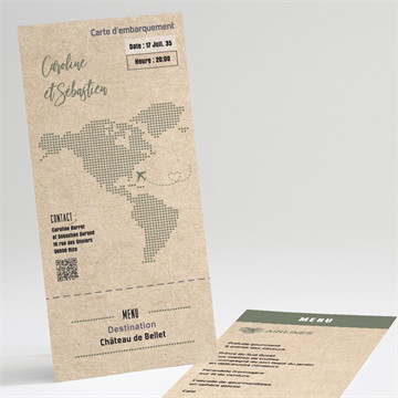 Menu mariage billet d'avion