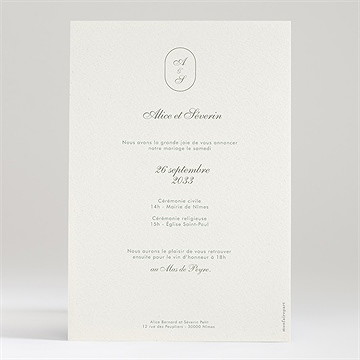 Faire-part mariage romance portrait dorure - Dos du faire-part