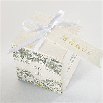 Boîte de dragées mariage romance dorure - Dessus de la boîte