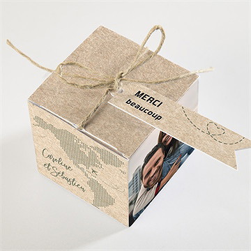 Boîte de dragées mariage billet d'avion - Dessus de la boîte