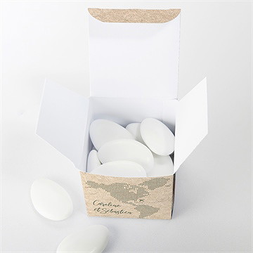 Boîte de dragées mariage billet d'avion - Intérieur de la boîte