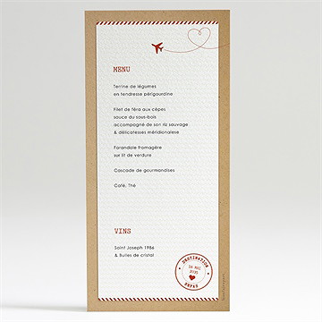 Menu mariage passeport vintage - Dos du menu