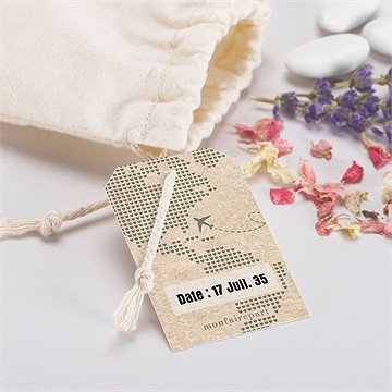 Pochon mariage  billet d'avion - Mise en situation