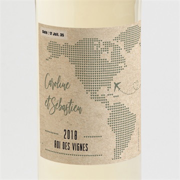 Etiquette de bouteille mariage billet d'avion