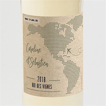 Etiquette de bouteille mariage billet d'avion