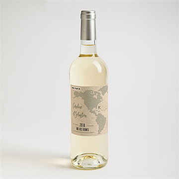 Etiquette de bouteille mariage billet d'avion - Mise en situation