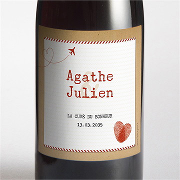 Etiquette de bouteille mariage passeport vintage