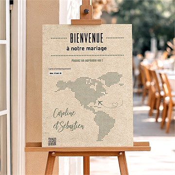 Panneau bienvenue billet d'avion