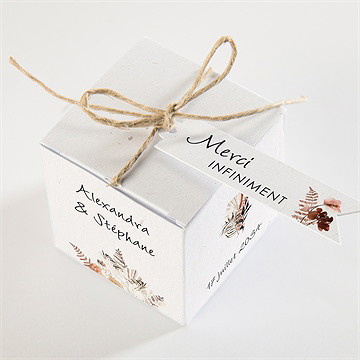 Boîte de dragées mariage pampa - Dessus de la boîte