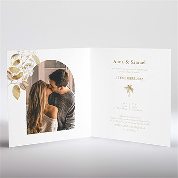 Faire-part mariage délicatesse végétale plié - Intérieur du faire-part