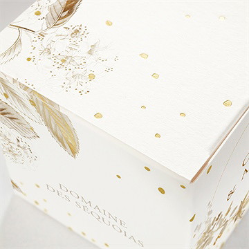 Boîte de dragées mariage délicatesse végétale dorure - Marquage à chaud OR