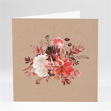 Faire-part mariage floral plié dorure