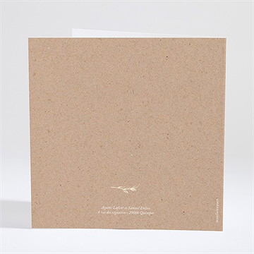 Faire-part mariage floral plié dorure - Dos du faire-part