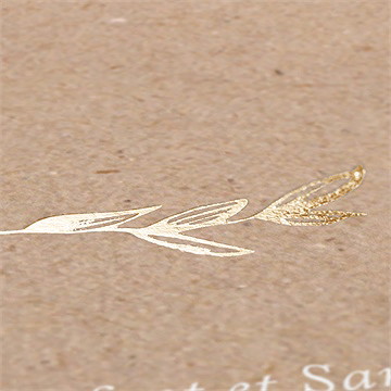 Faire-part mariage floral plié dorure - Détail du dos du faire-part