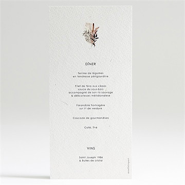 Menu mariage pampa - Dos du menu