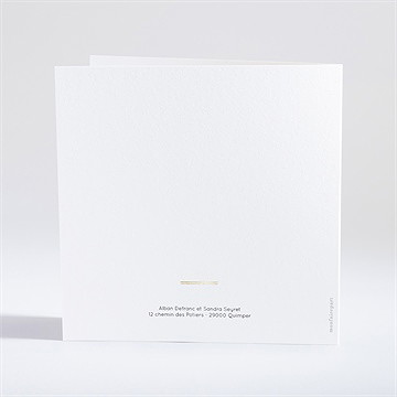 Faire-part mariage pastel plié dorure - Dos du faire-part