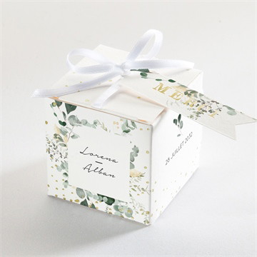 Boîte à dragées dorure - cube