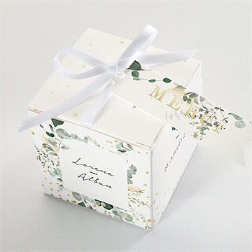 Boîte de dragées mariage pastel dorure - Intérieur de la boîte