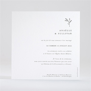 Faire-part mariage douce terracotta carré - Dos du faire-part