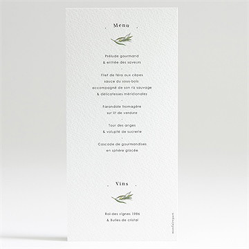 Menu mariage provençal - Dos du menu