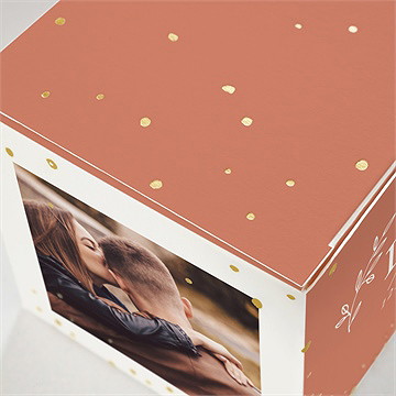 Boîte de dragées mariage douce terracotta dorure - Détail de la boîte