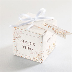 Boîte de dragées mariage poésie boheme dorure