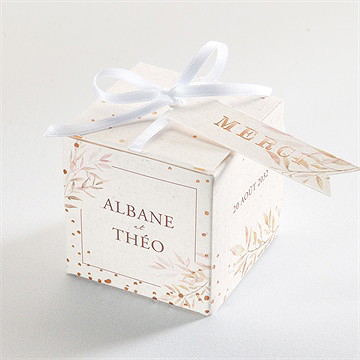 Boîte de dragées mariage poésie boheme dorure