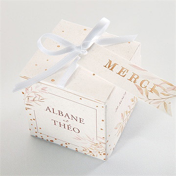 Boîte de dragées mariage poésie boheme dorure - Dessus de la boîte