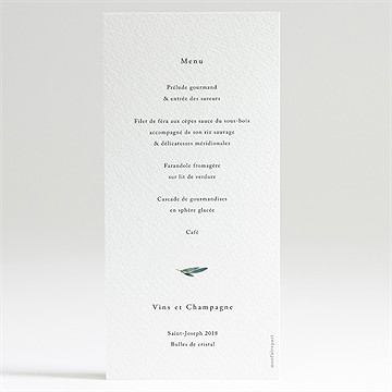 Menu mariage notre chemin - Dos du menu