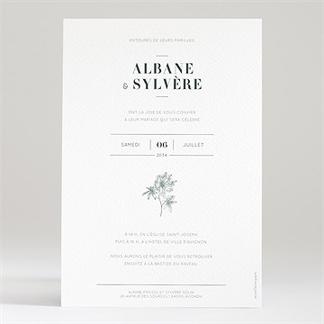 Faire-part mariage sculpture portrait dorure - Dos du faire-part