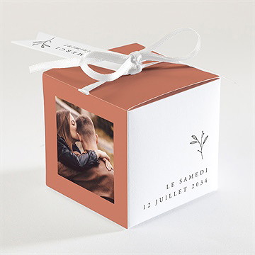 Boîte de dragées mariage douce terracotta - Dos de la boîte