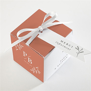 Boîte de dragées mariage douce terracotta - Dessus de la boîte