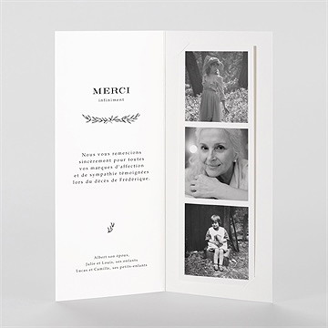 Remerciement décès sa présence photomaton - Intérieur du faire-part