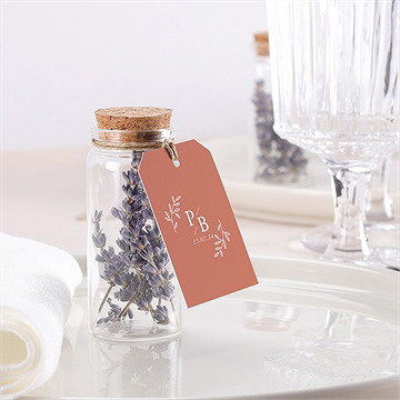 Mignonette mariage douce terracotta étiquette - Mise en situation