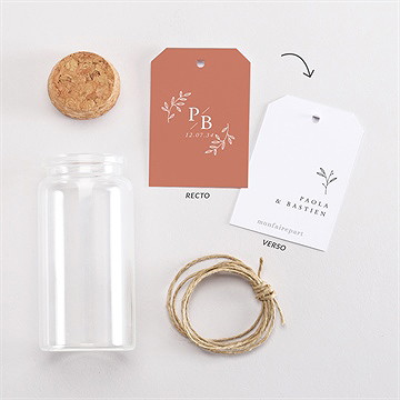 Mignonette mariage douce terracotta étiquette - Vue d'ensemble