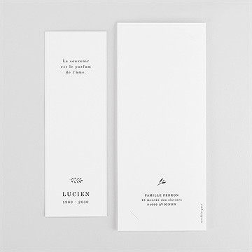 Remerciement décès sobre photomaton - Dos du remerciement