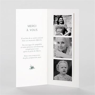Remerciement décès bel apaisement photomaton - Intérieur du faire-part