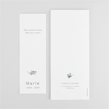 Remerciement décès bel apaisement photomaton - Dos du remerciement