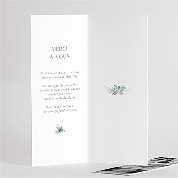 Remerciement décès bel apaisement photomaton - Intérieur du remerciement