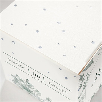 Boîte de dragées mariage sculpture argentée - Détail de la boîte