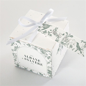 Boîte de dragées mariage sculpture argentée - Dessus de la boîte